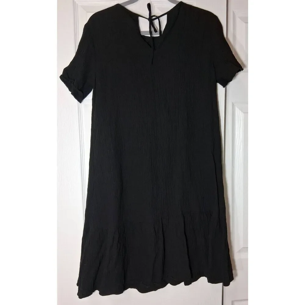 And other stories womens size 4 small linen dress peplum shift sundress